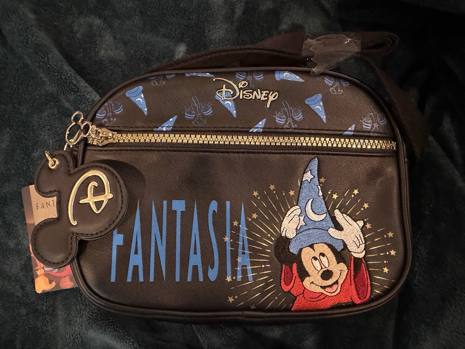 Disney Crossbody Bag Womens Small Black Fantasia Mickey Mouse Faux Leather Purse