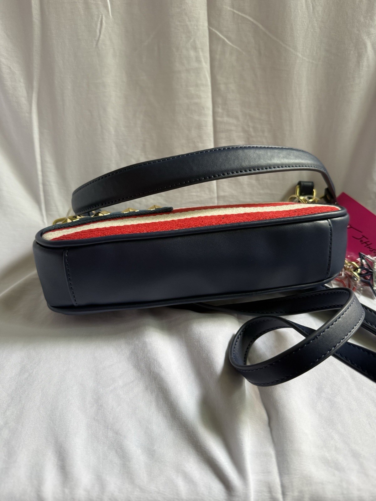 Betsey Johnson XOMINNY Red/White/Blue American Flag Handbag Purse NWT