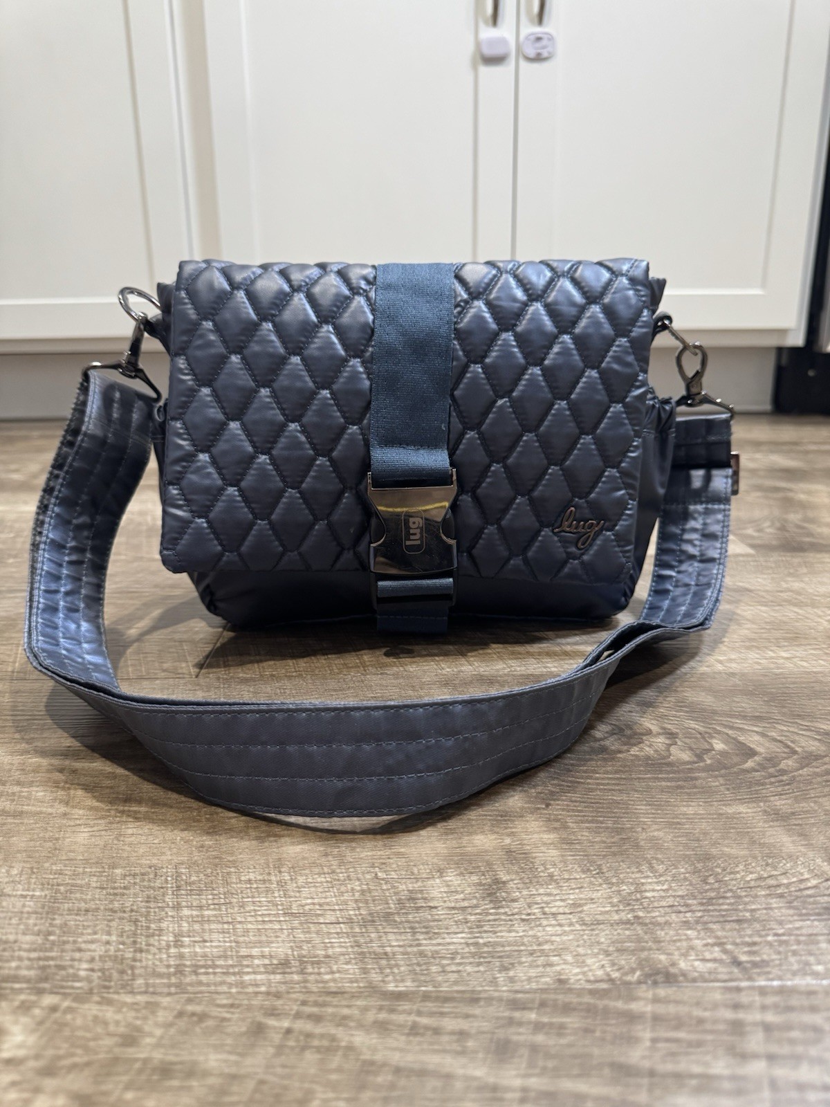 LUG Harness Crossbody Shoulder Bag Metallic Adult Quilted Blue