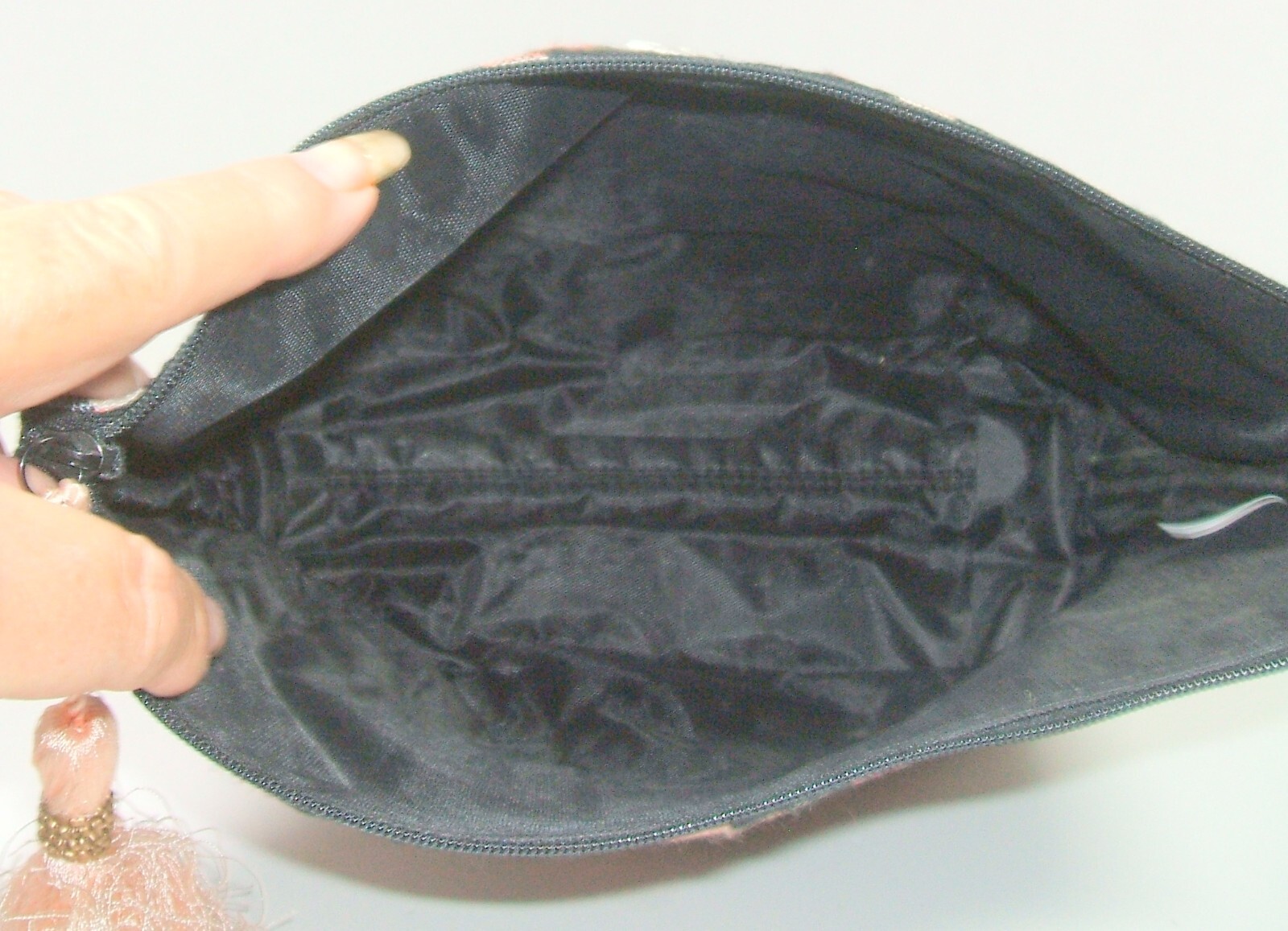 BIG BUDDHA Beaded Large Clutch Purse Bag with Mirrors and pearl and silver beads