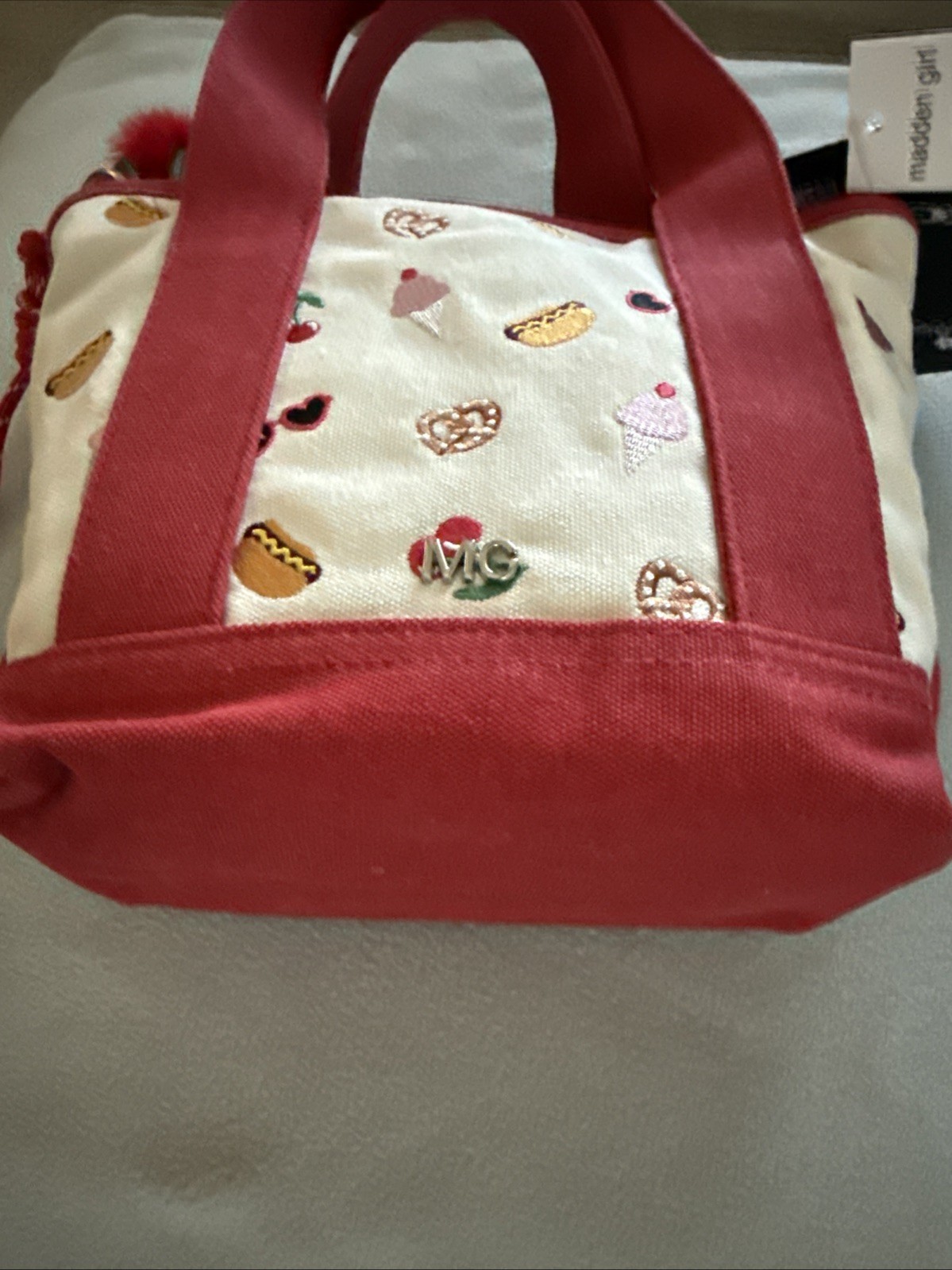 Madden Girl Red Cherry Ice Cream Pretzel Mini Tote Gift Set NWT