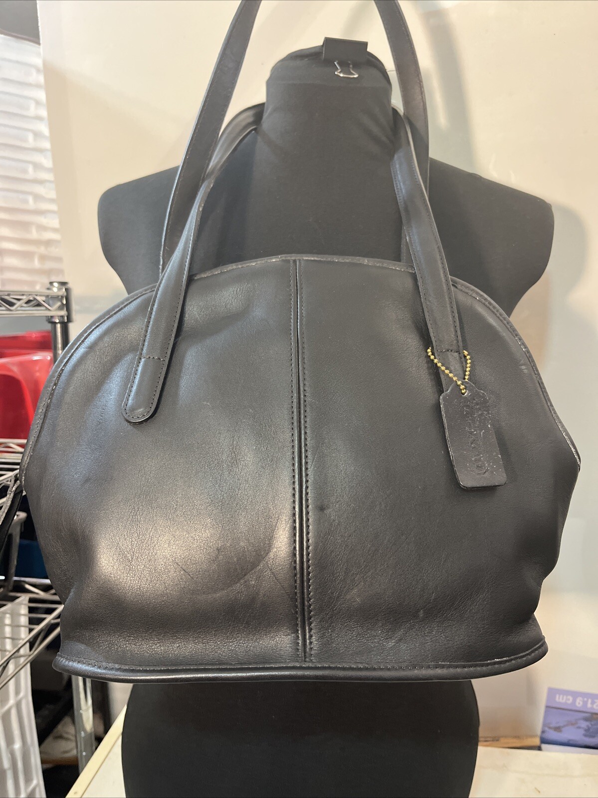 Vintage Coach 9089 Asheville Bowler Classic Black Leather Handbag Very Rare