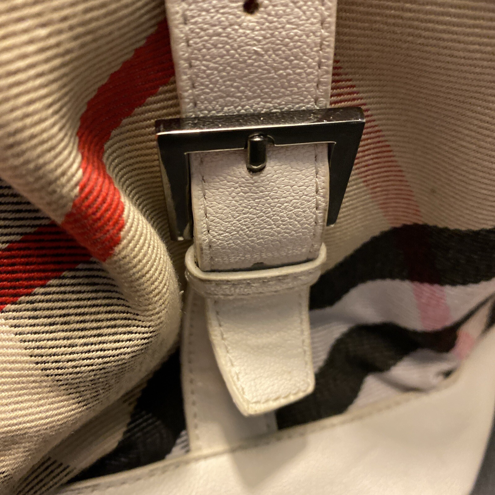 Burberry Nova Check Blue Label Leather Tan Beige handbag White Japan VTG*