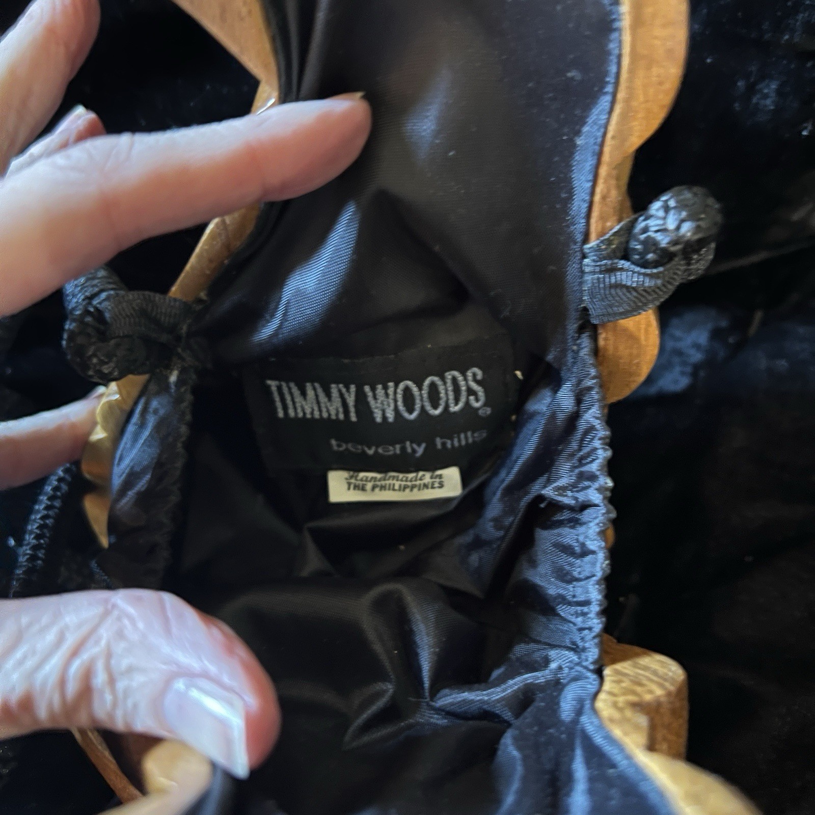 Timmy Woods Beverly Hills Char Pei Wooden Handbag Purse Never Used Rare
