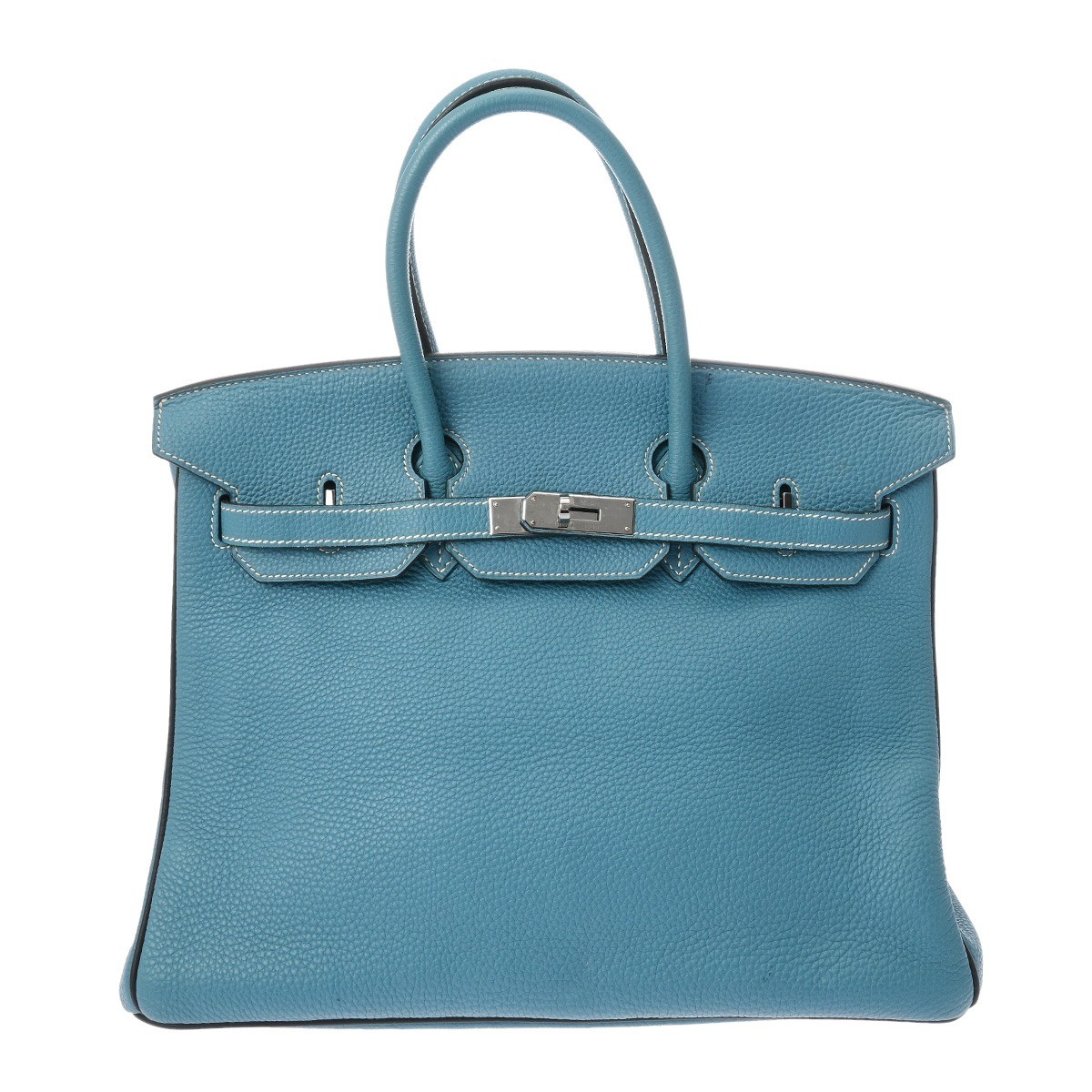 HERMES Birkin 35 Taurillon Clemence Blue Jean / Blue Nuit unisex Handbag □…