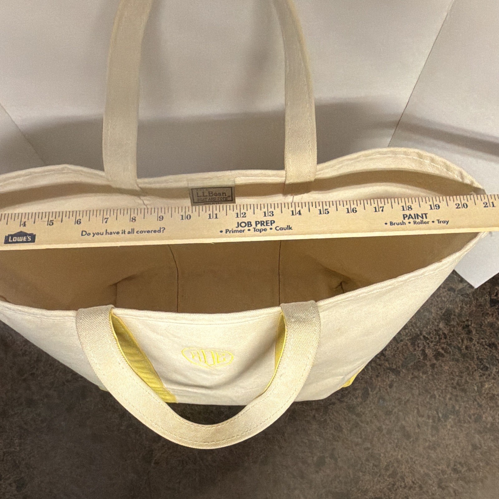 VTG L.L.Bean Boat and Tote Cream/Yellow Made in USA Unisex