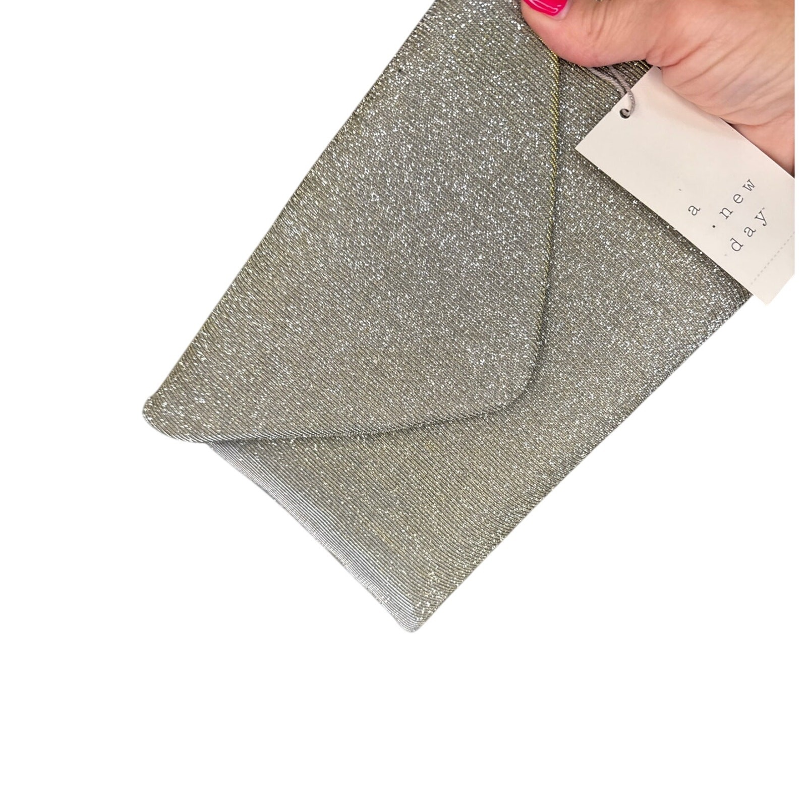 Envelope Purse Sparkling Metallic Cloth Color Reflecting 9.5 by 7 in. NWT