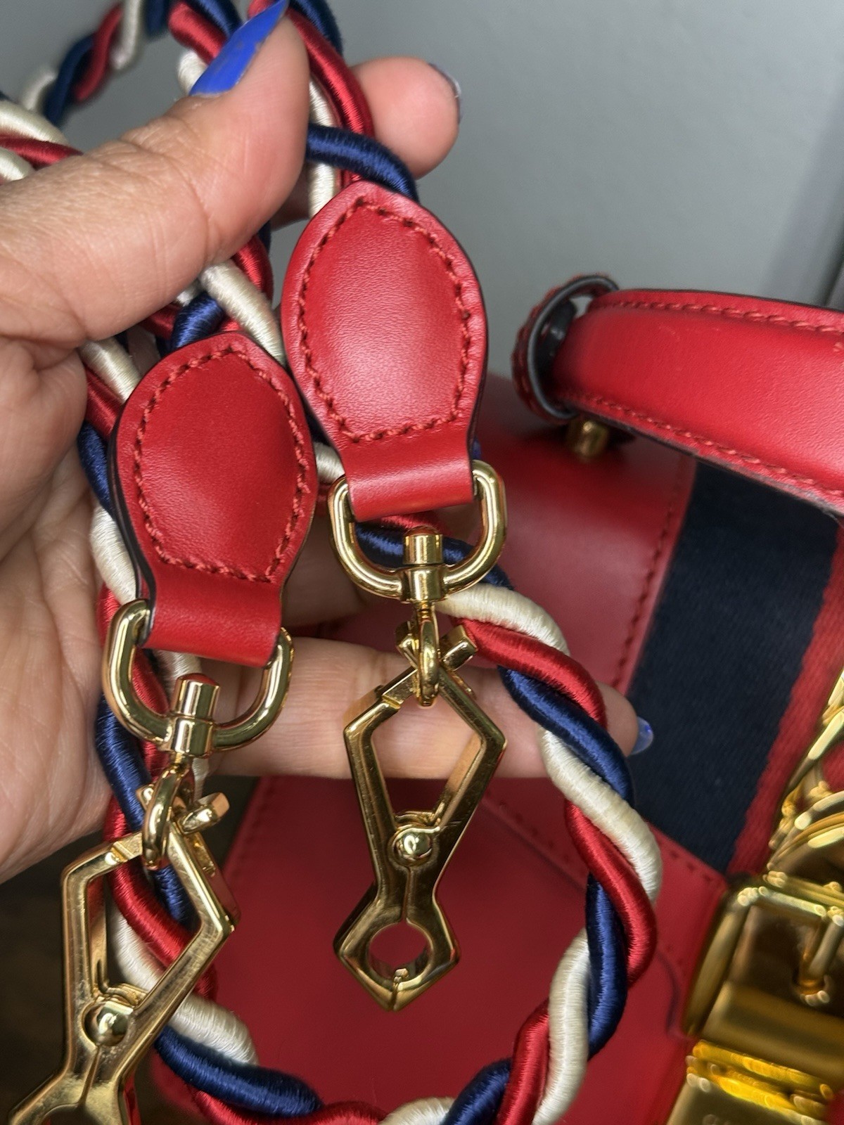 Gucci Sylvie GG Web Shoulder Bag Mini Red Leather