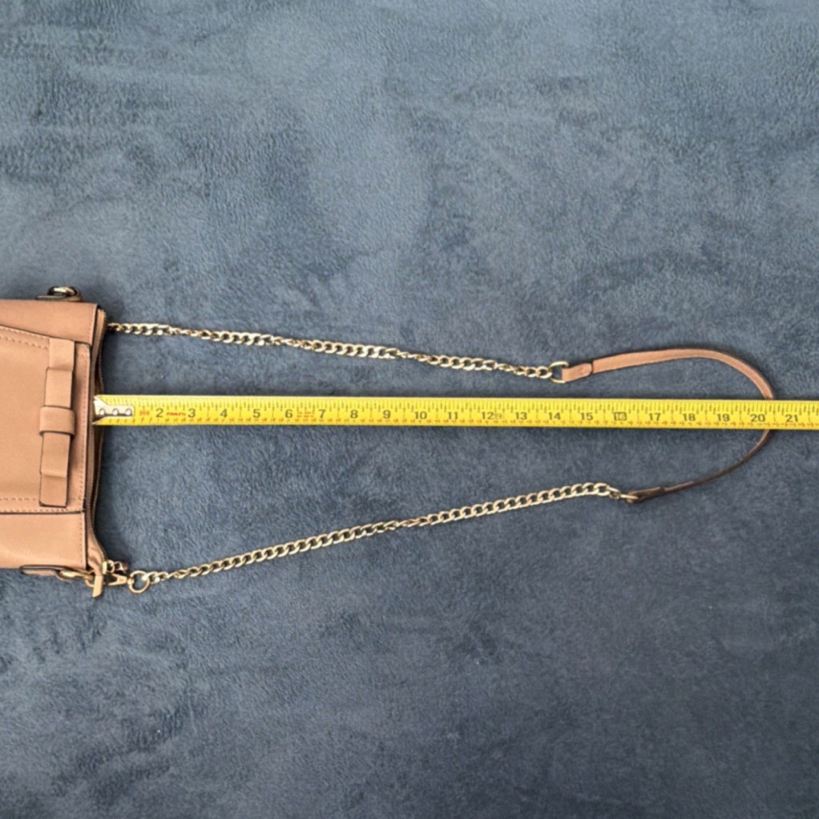 Miztique purse pink Beige Bow Accent Shoulder Bag Gold Chain Strap Classic
