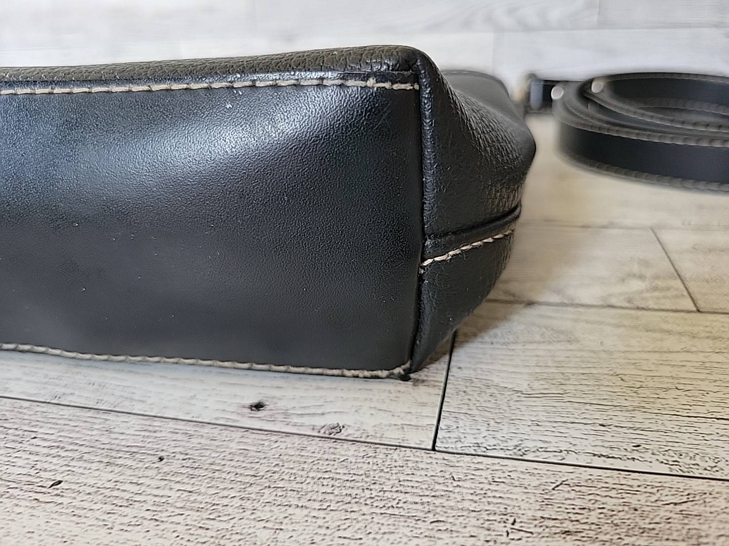 Espirit Black Leather Bag Pebbled Crossbody Top Handle Detachable Strap Purse