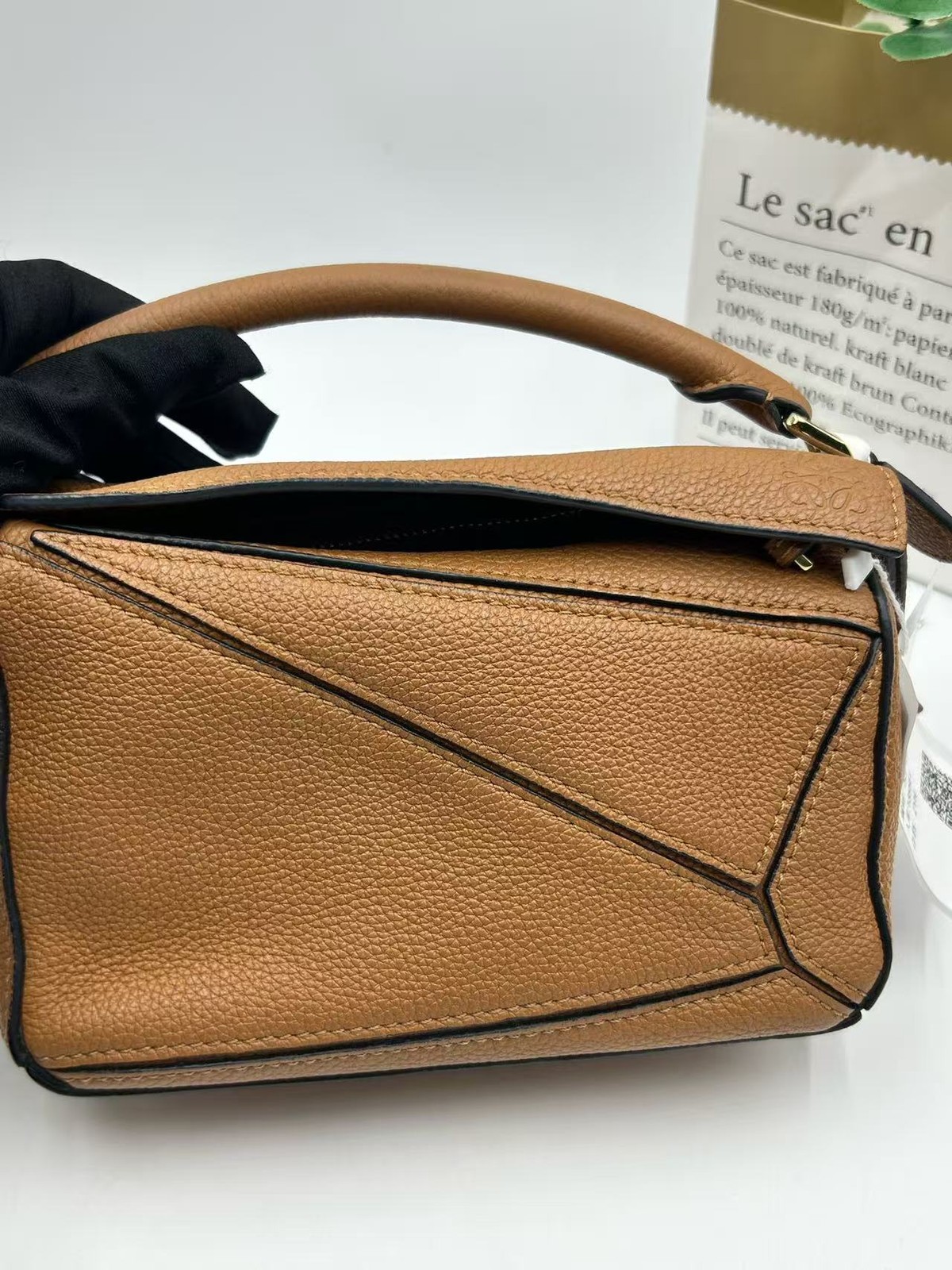 Loewe Puzzle Small Bag Calfskin Caramel Black Trim Gold Hardware Spain