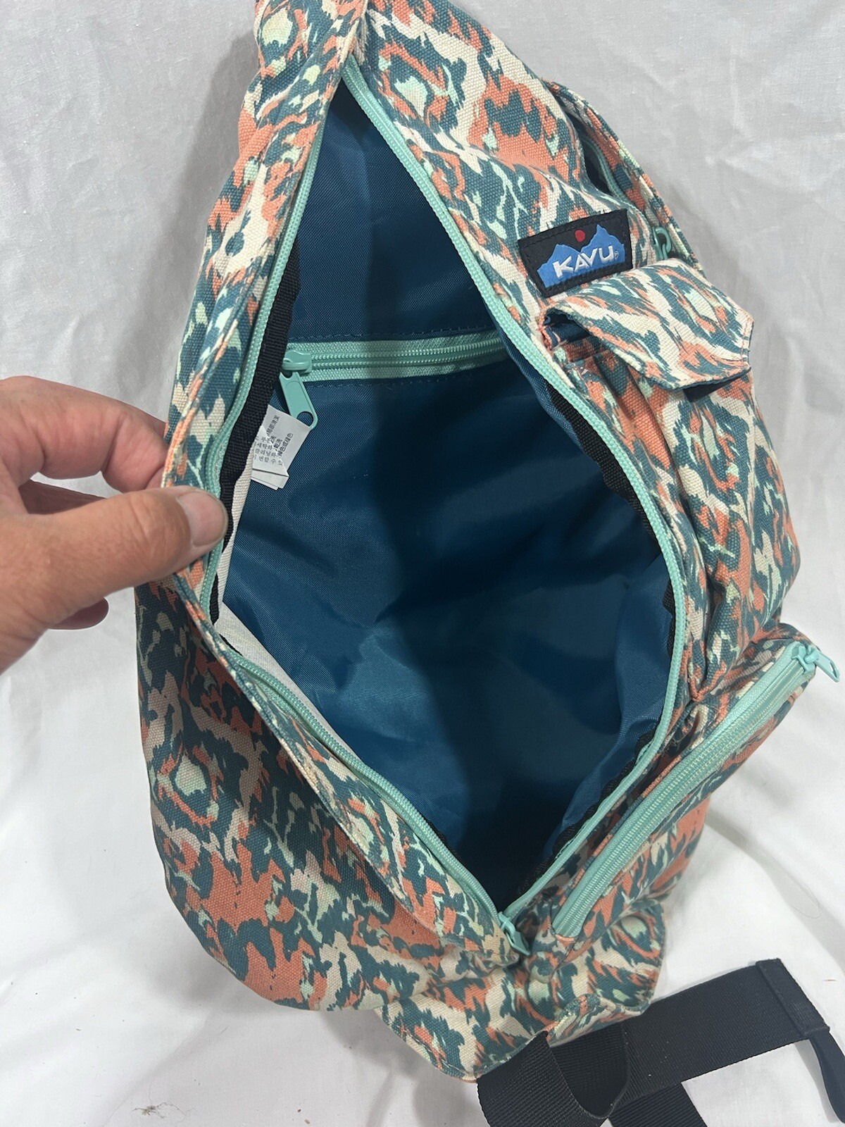 Kavu Rope Sling Rope Bag Crossbody Polyester Teal/pink Multi Color Large