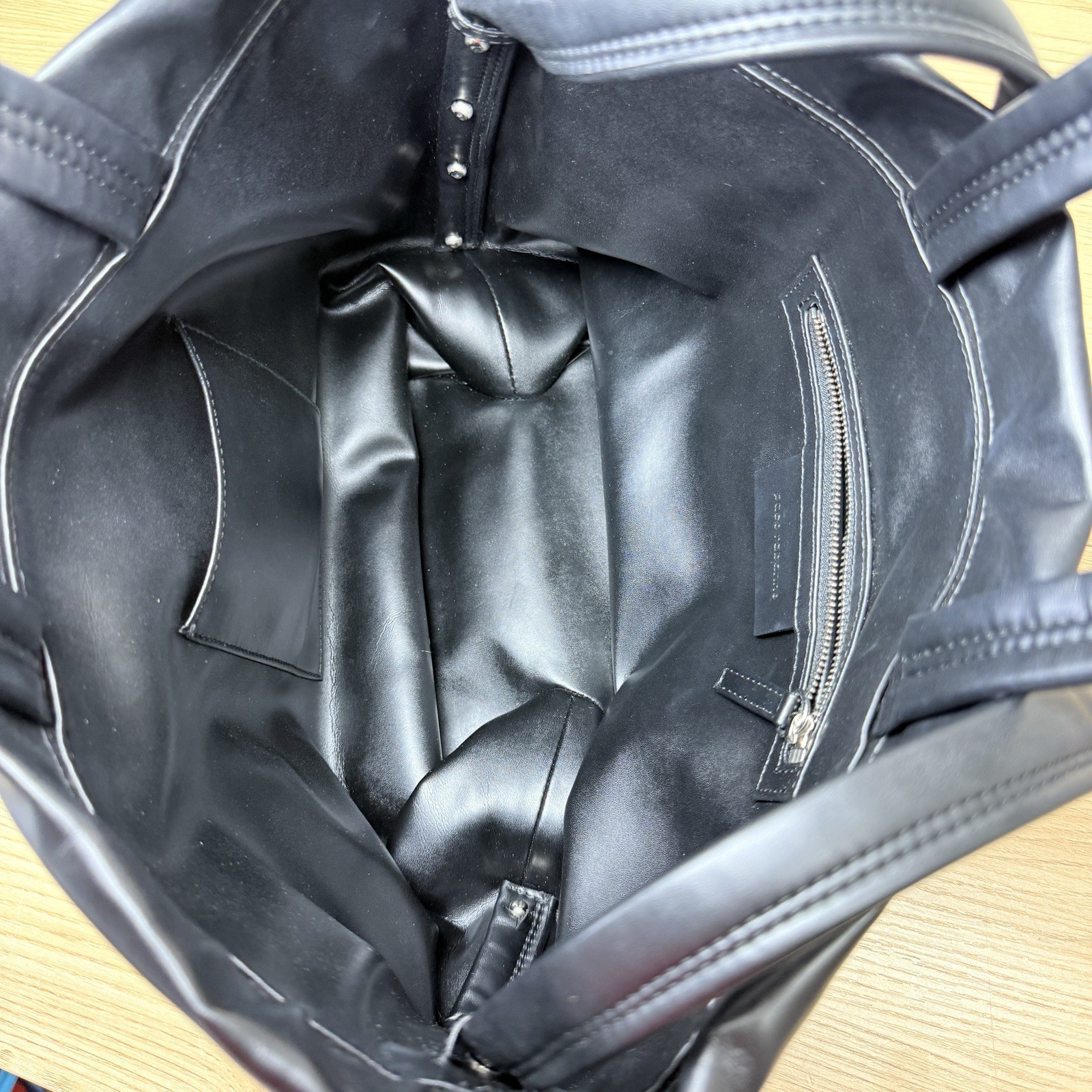 Paco Rabanne Bucket Bag Cinch Top Faux Leather Black Minimalist Quiet Luxury