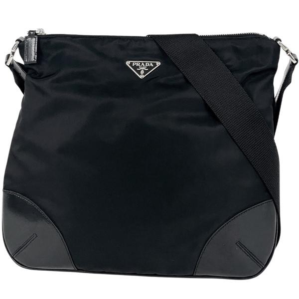Prada Nylon Leather Black Shoulder Bag #BS4204