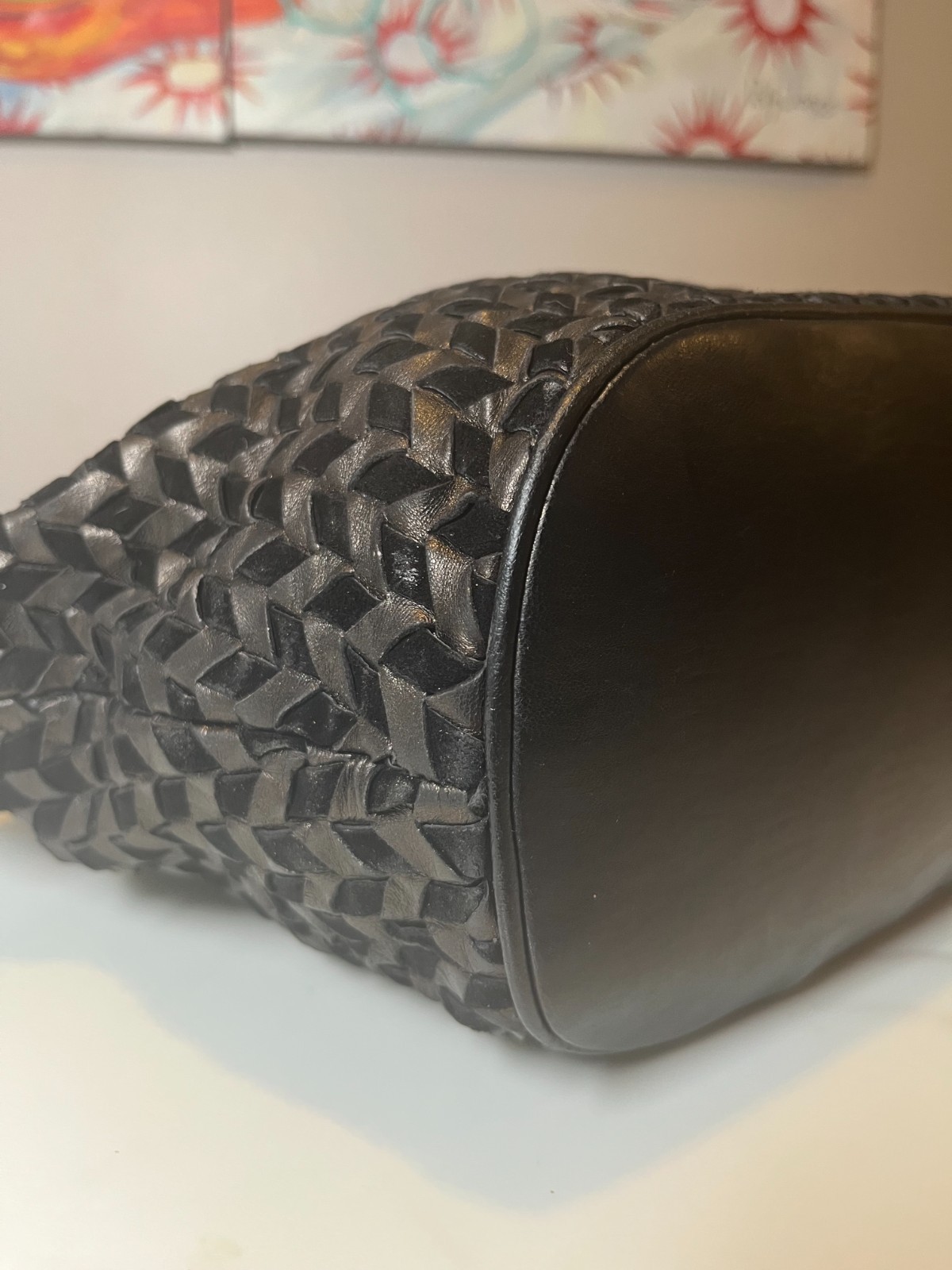 Bally Black Woven Suede & Leather Vintage Tote Bag