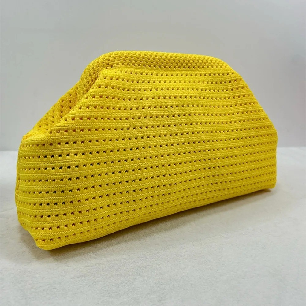 Soft Elastic Dumpling Purse Summer Crochet Handbag Women Beach Clutch Bag