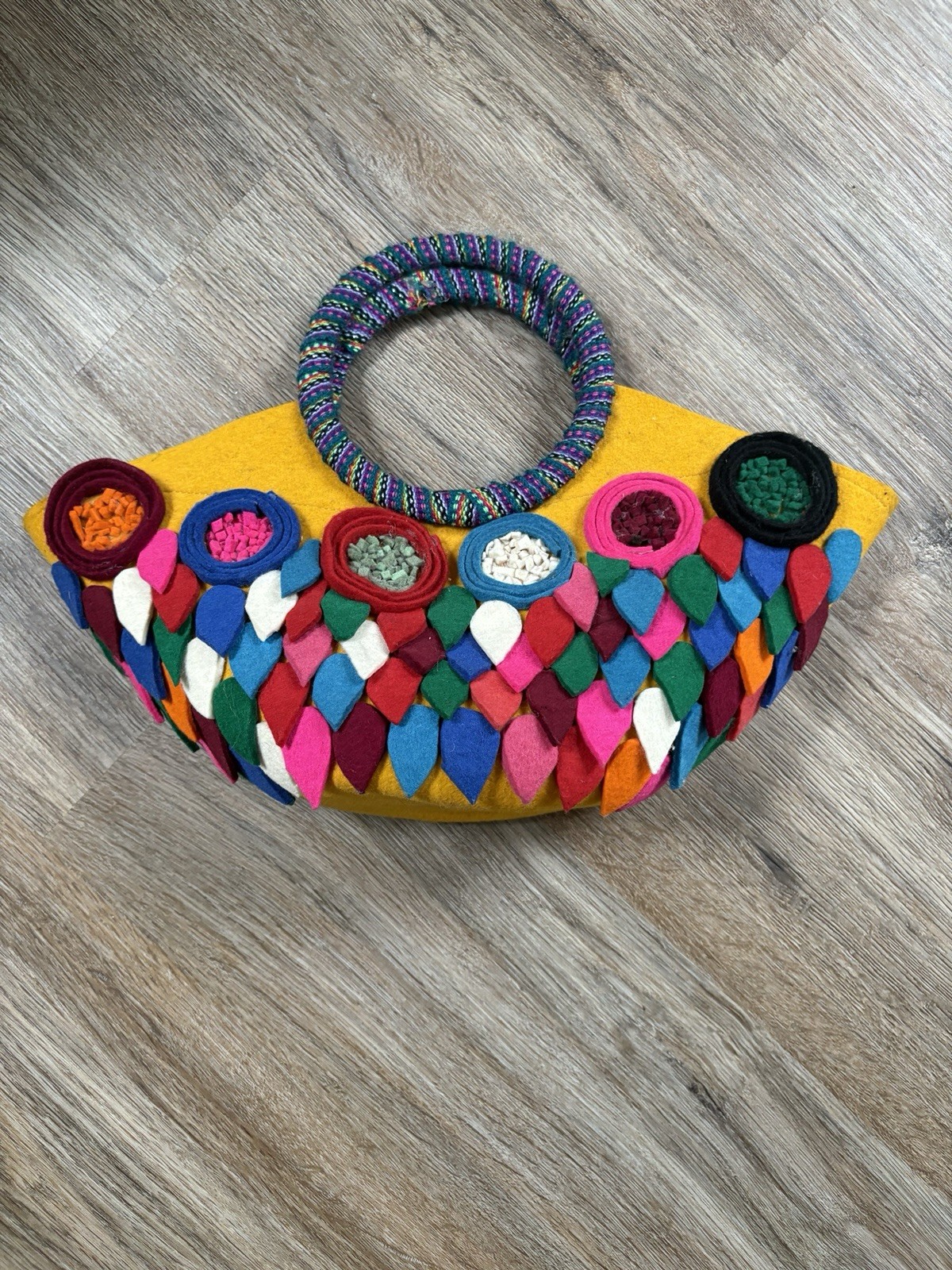 Handmade Peruvian Hand Bag Made From Felted Alpaca Wool Unique One Of A Kind