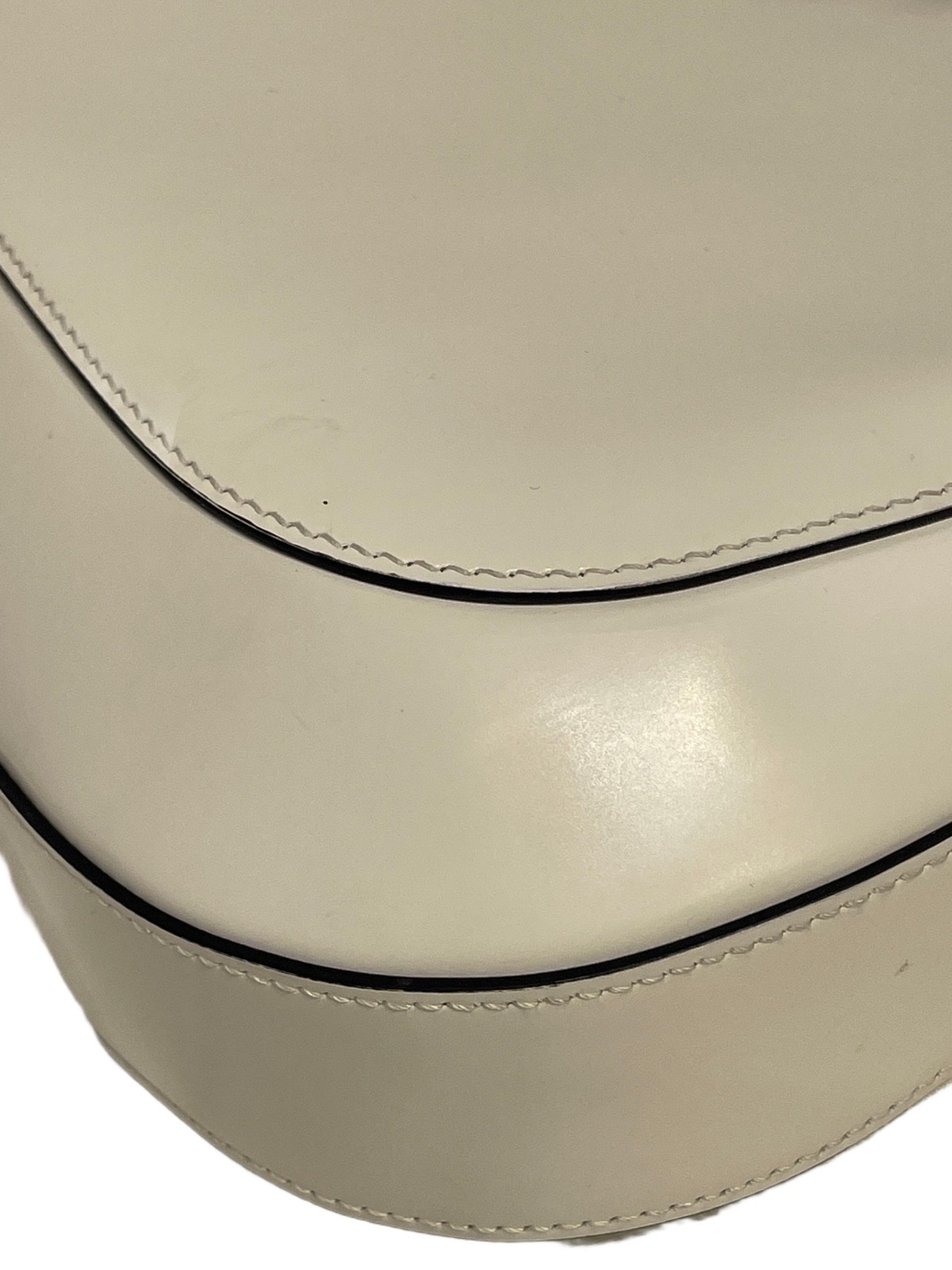 PRADA Cleo Triangle Logo Hobo Shoulder Bag White Leather Used