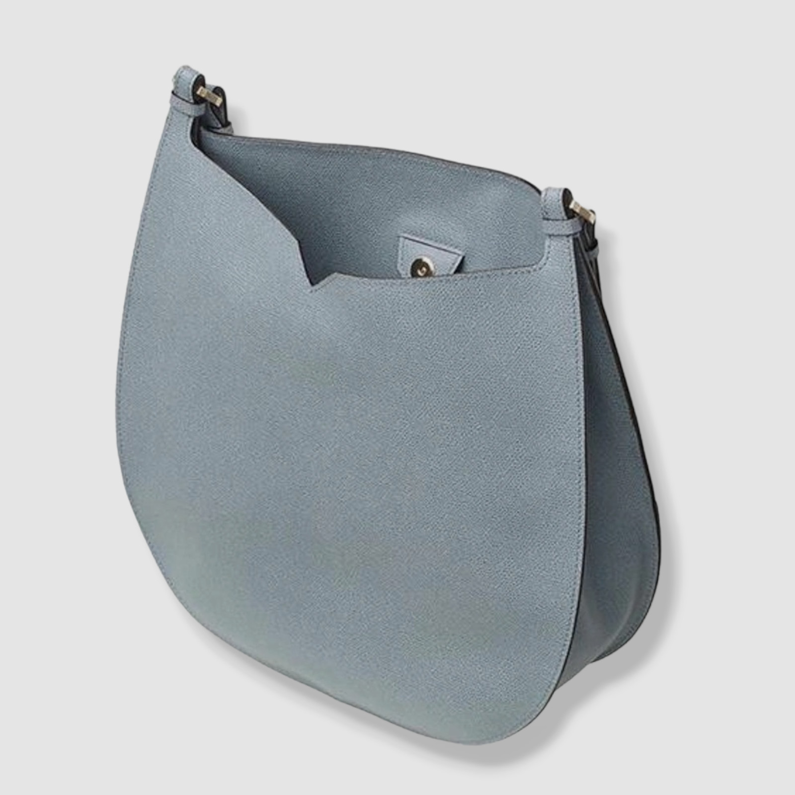 $3700 Valextra Women’s Gray Weekend Hobo Large Leather Shoulder Bag