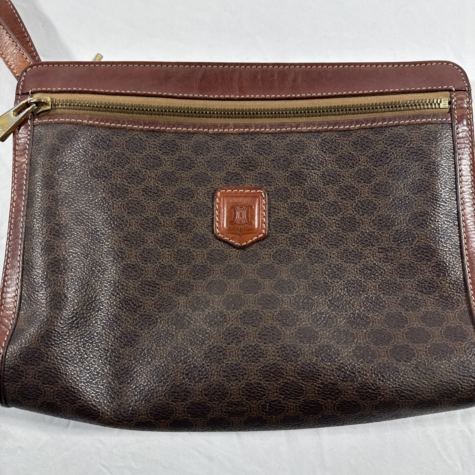 Celine Macadam Triomphe Clutch Bag Brown Monogram