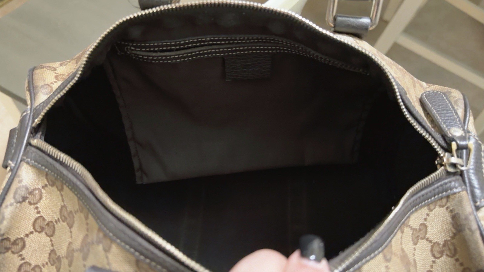 Gucci Joy Boston Coated Canvas Bag with Leather Trim