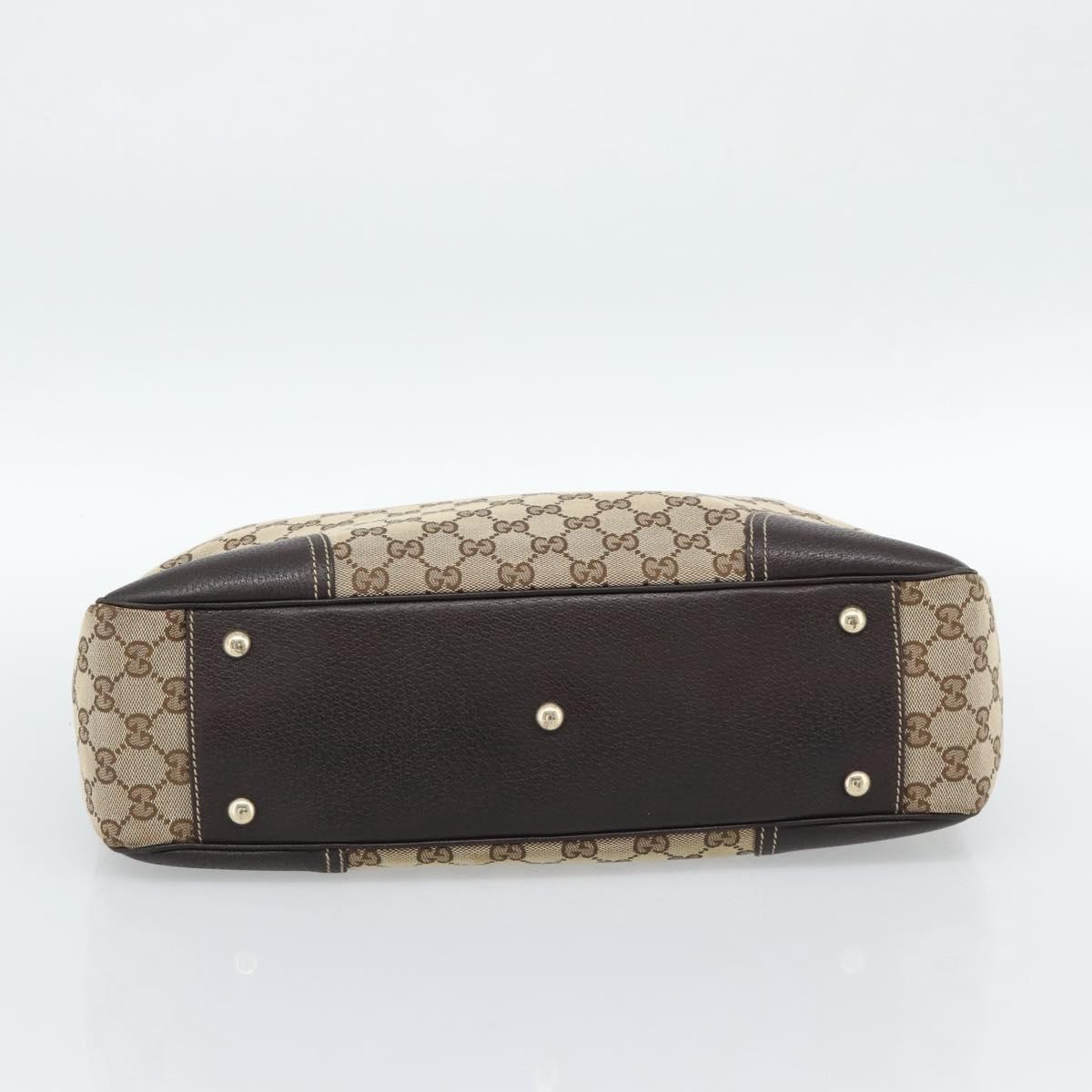 GUCCI GG Canvas Web Sherry Line Tote Bag Beige Gold 163805 Auth hk3785