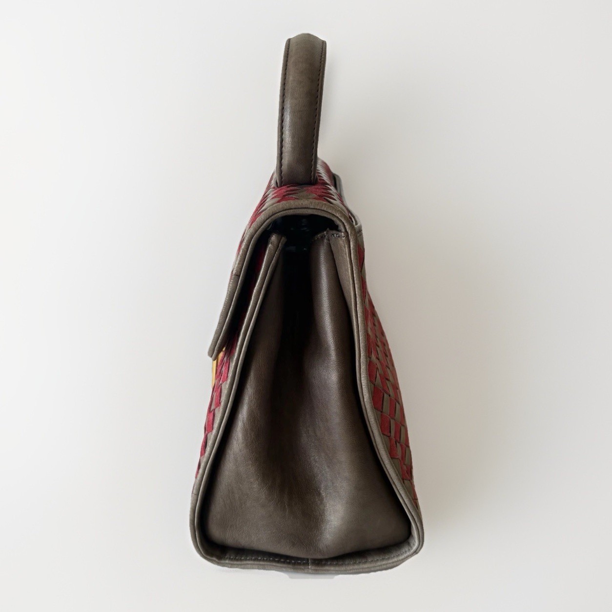 Authentic Bally Hang bag Red&Grey Leather From Japan 0967
