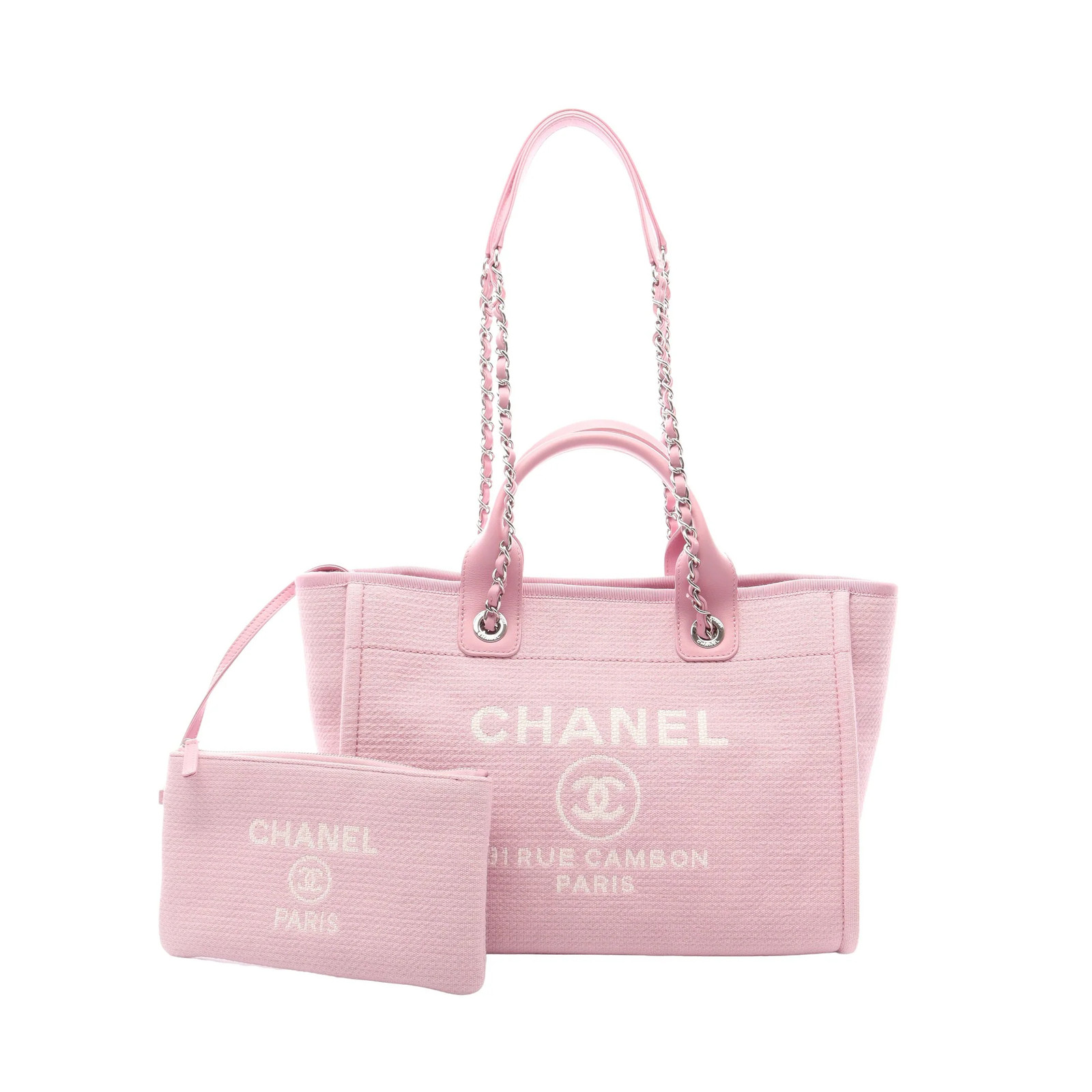 Chanel Chain Shoulder Tote Bag Pink Leather #RCB14549