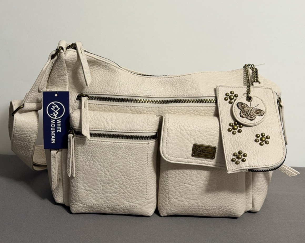 White Mountain Multiple Compartments Adjustable Strap White Bag NWT
