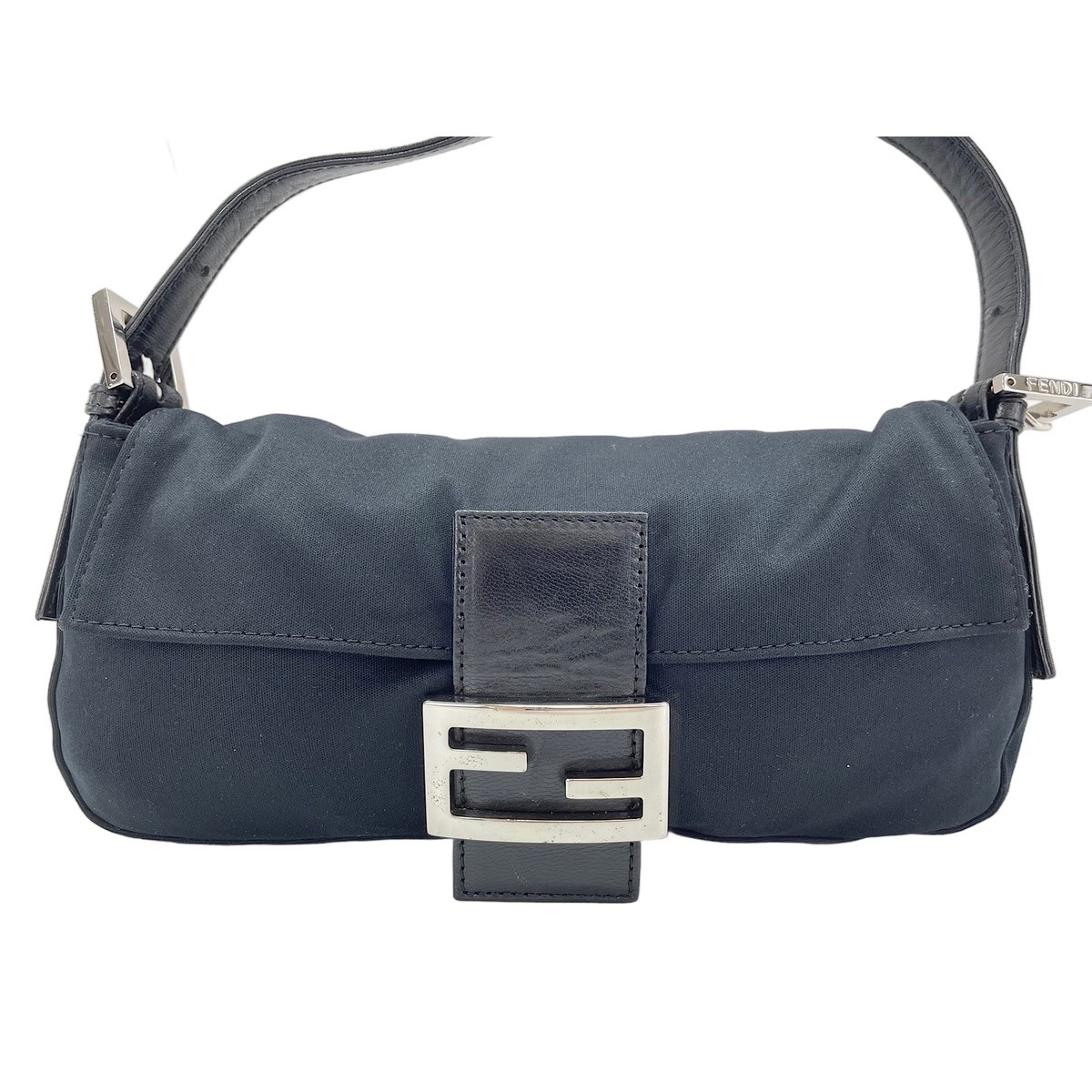 Authentic FENDI Nylon Mamma Bucket Shoulder Bag black WS31943