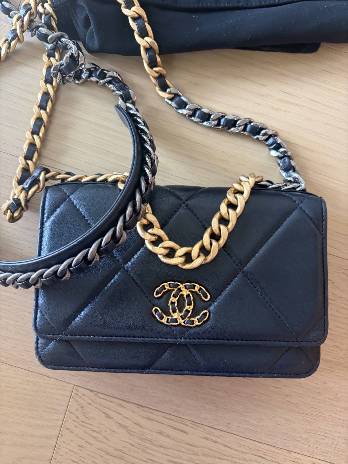 Chanel 19 Wallet on Chain (WOC) Black Lambskin Mixed Metal Hardware