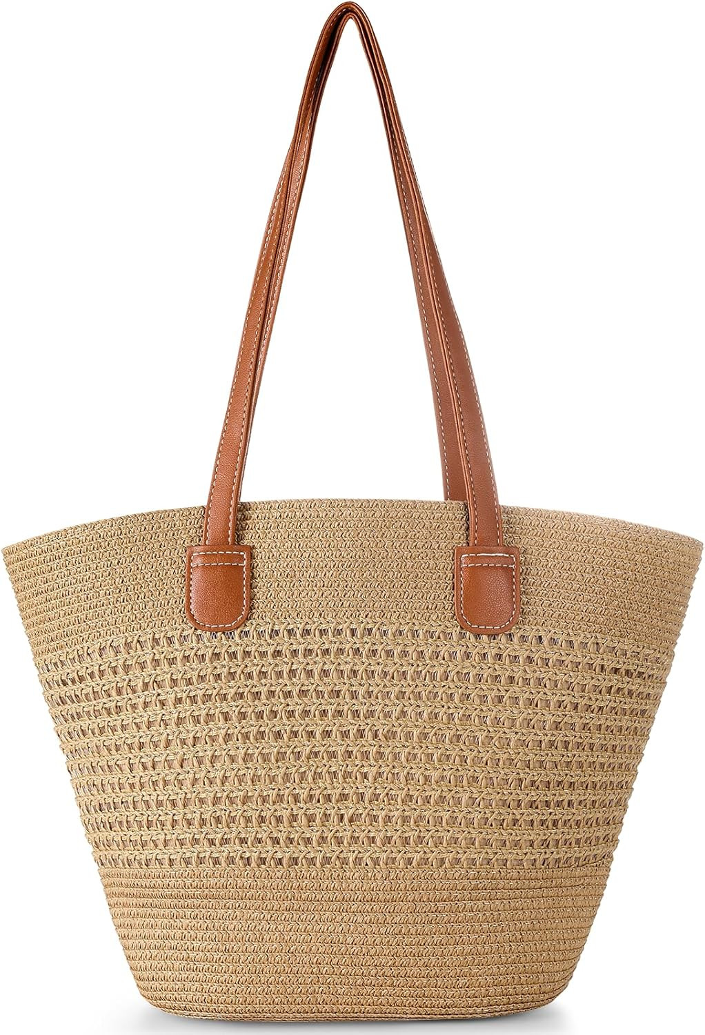 Beach Bag, Large Beach Bag for Women, Woven Straw Beach Tote Bag Waterproof, Wea