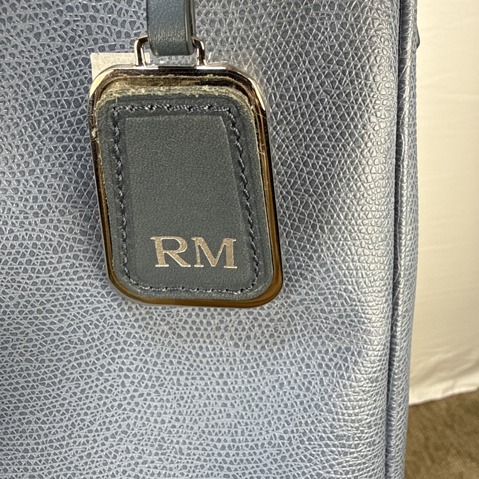 Tumi Sinclair Elaine Commuter Brief Tote Bag Cornflower Blue Leather Crossbody