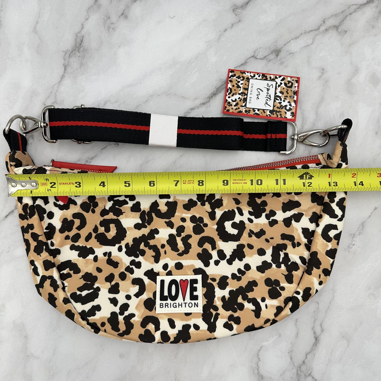 Brighton Spotted Love Swing Bag Womens Medium Brown Leopard Print Crossbody