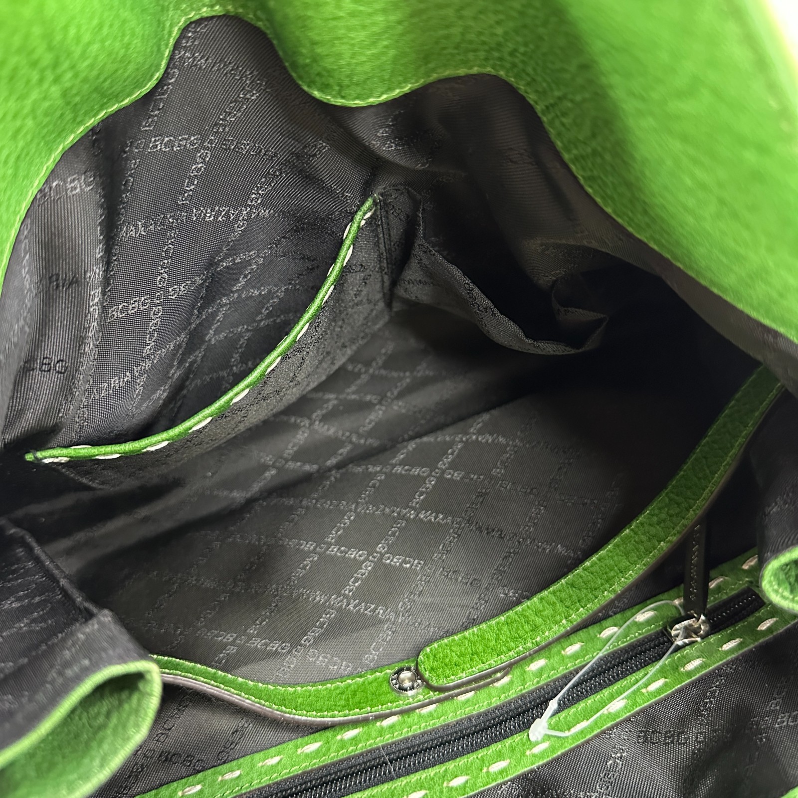 BCBGMaxazria Ombre Green Large Leather Tote Shoulder Bag Colorful Designer Logo