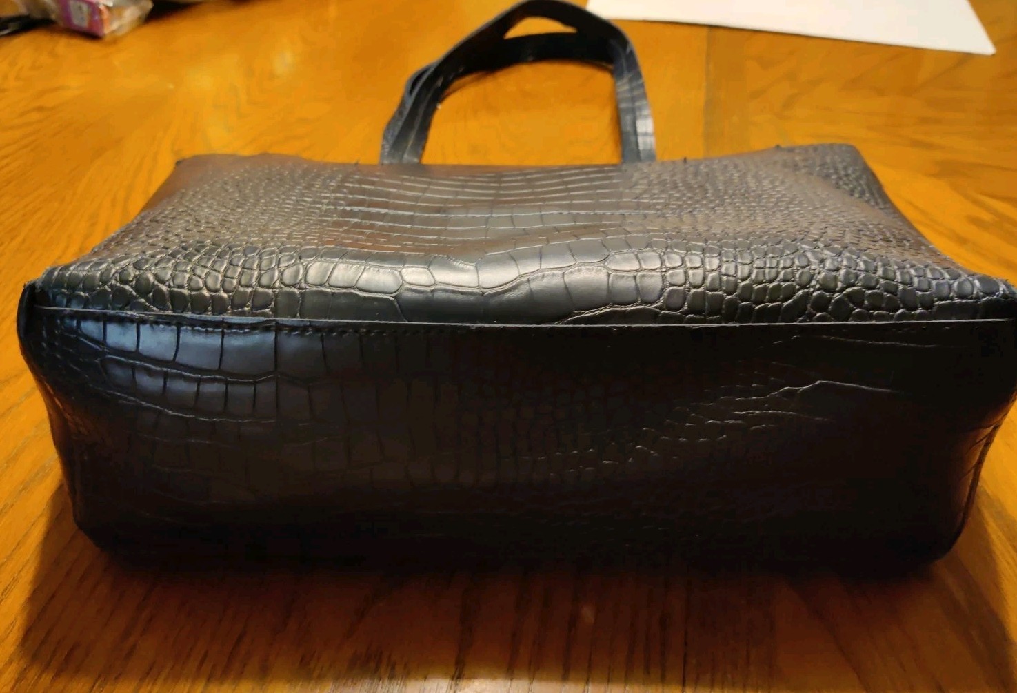 Bloomingdales Crocodile Embossed Everyday Tote Bag Navy Blue