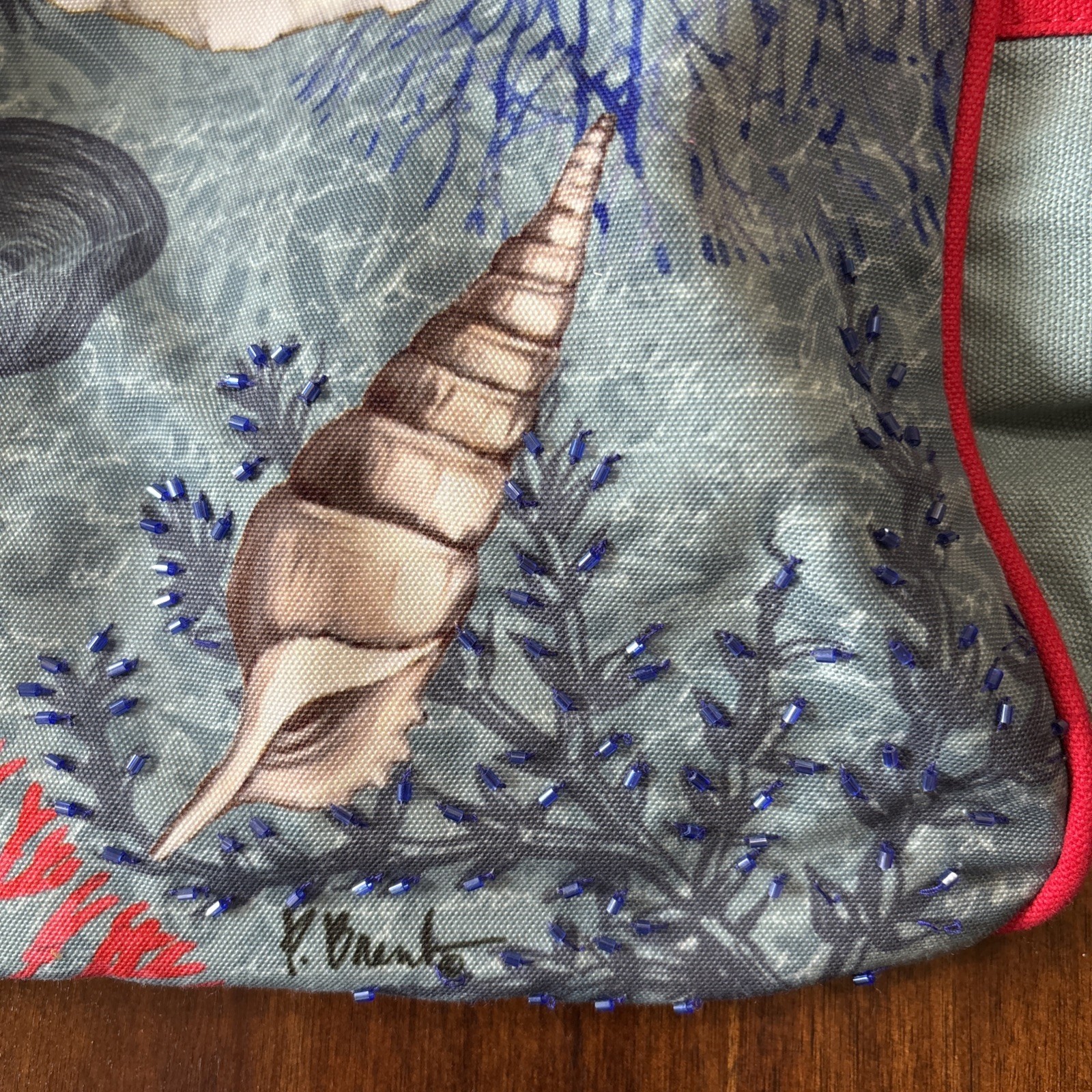 Paul Brent Seaside Shells Oversized Beach Bag Tote Blue, 21″ L x 15.5″ H x 6”W