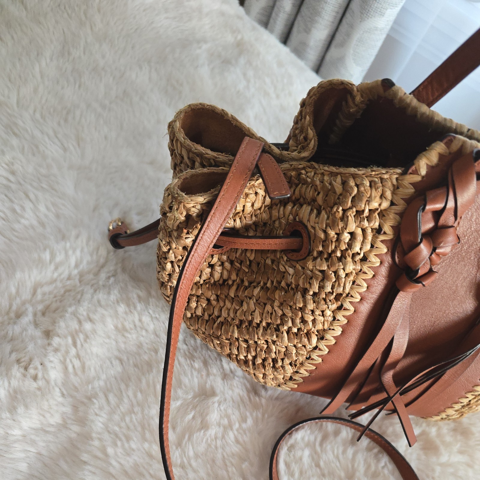 Ulla Johnson Women’s Beige Gio Raffia Leather Straw Bag