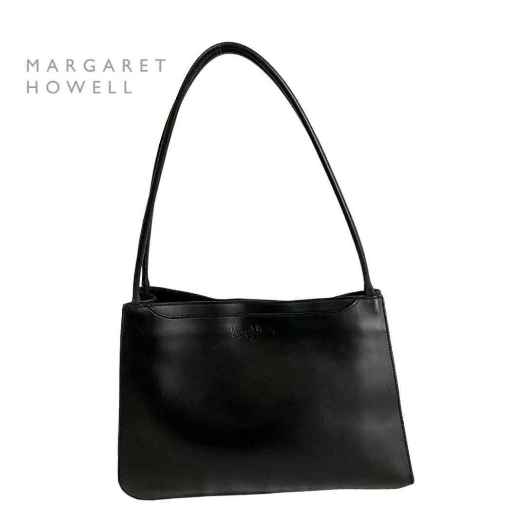 MARGARET HOWELL Leather Shoulder Tote Bag Logo Embossed Used Excellent Condition