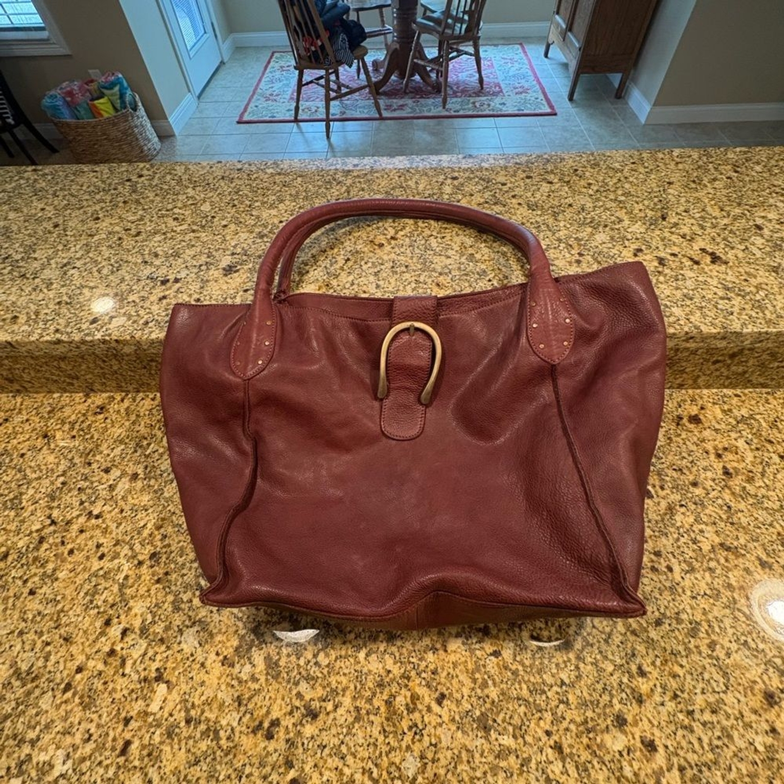Free People We the Free Odyssey Slouchy Auburn Leather Tote Discontinued Style