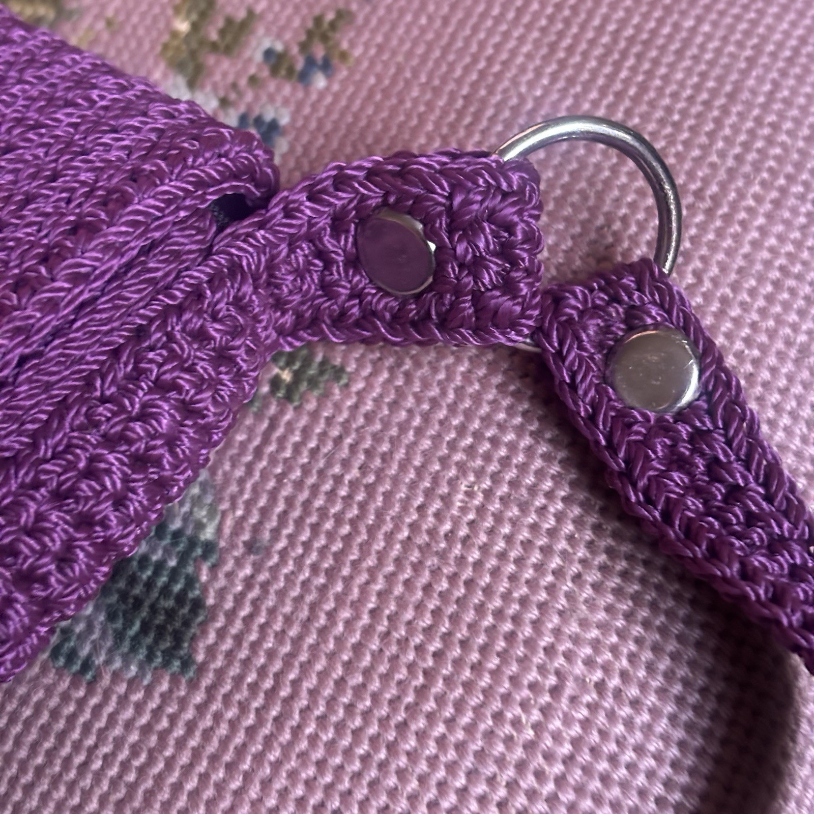 Vintage 90s 00s Crochet Bag Purple Butterfly Accent Boho Grunge Mini Purse Y2K