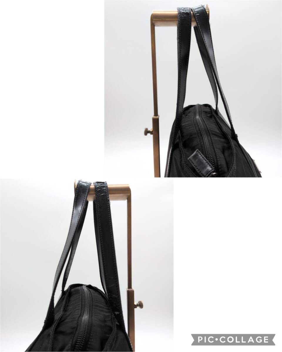 PRADA SJ1154 Tessuto Nylon Tote Hand Nero Black Triangle Logo Plate Shoulder Bag