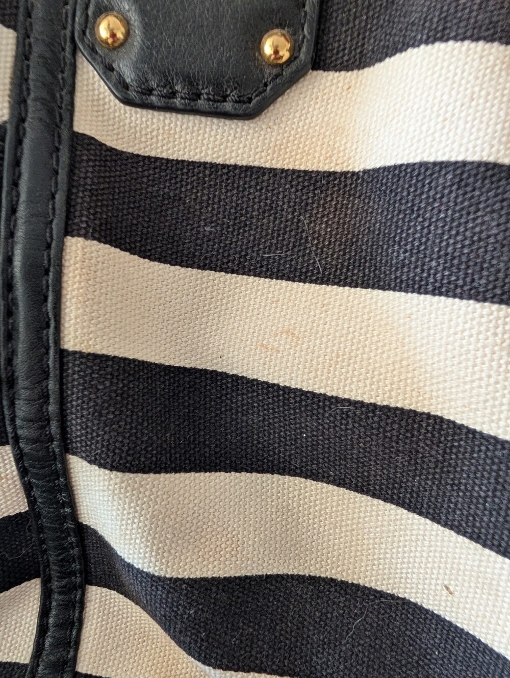 Michael Kors Gansevoort large belted tote in black and white stripe canvas