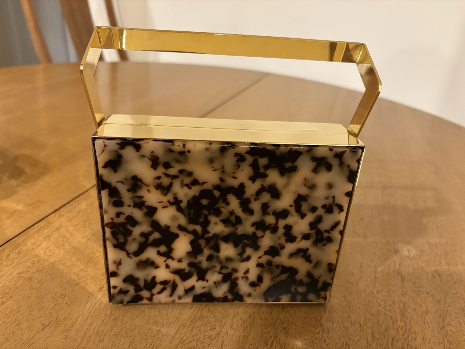 Gianni Bin Evening Bag Purse Gold Metal & Faux Tortoise Shell Lucite
