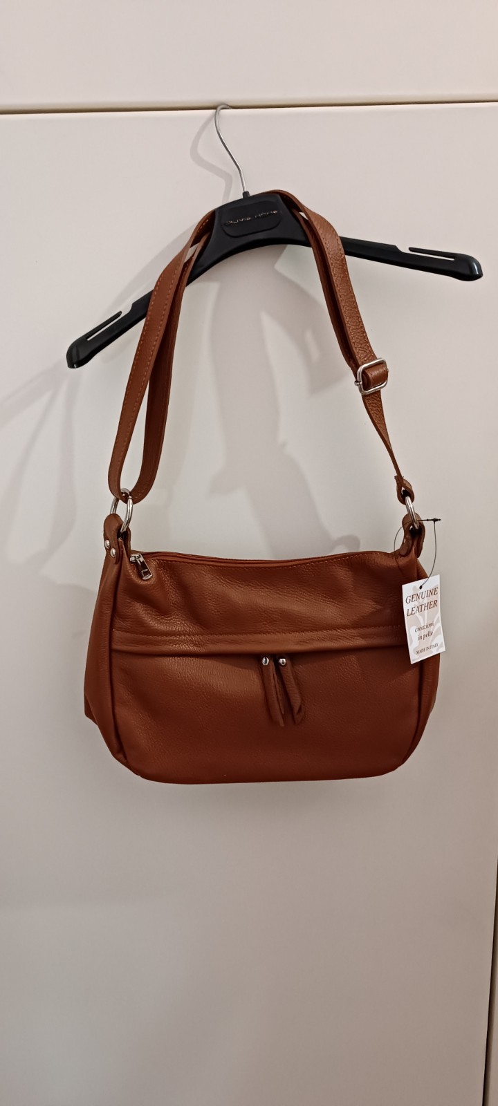 genuine leather shoulder bag made in italy