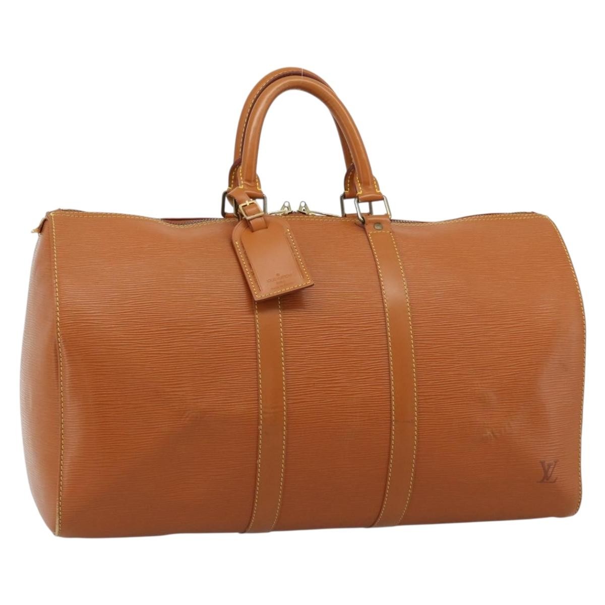 LOUIS VUITTON Epi Keepall 45 Boston Bag Brown Zipangu Gold M42978 LV Auth 190973