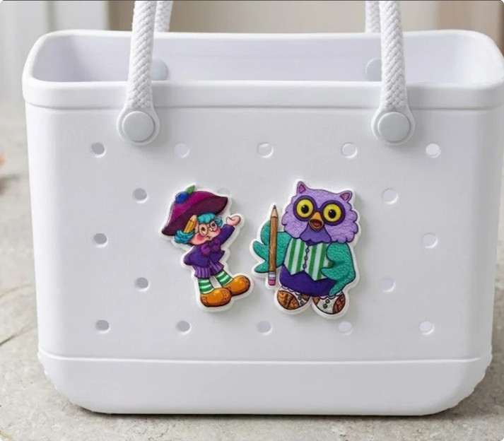 Retro Plum Puddin’ & Elderberry Owl PVC Bag Charms Set for Bogg Bag & Simply Tot