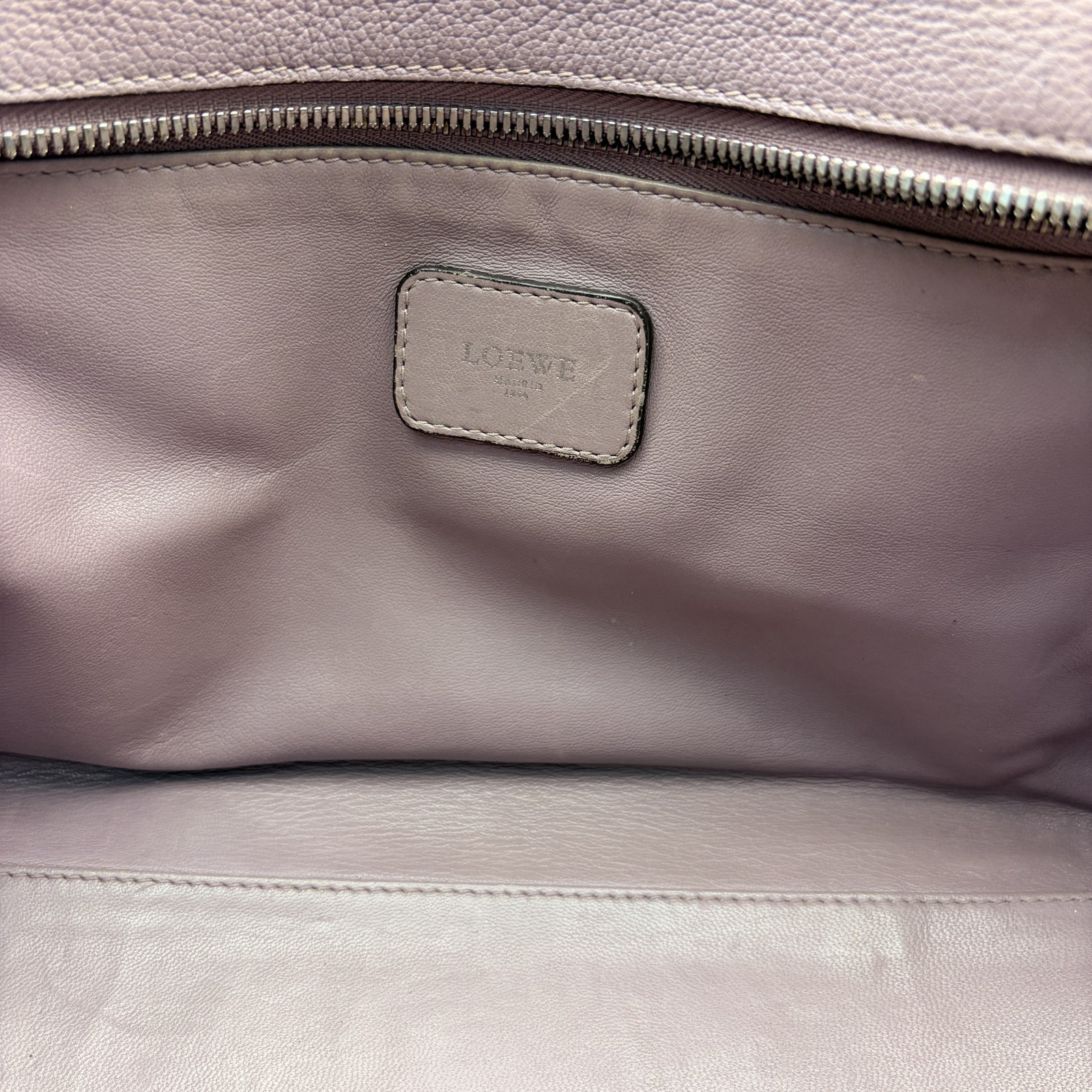 Auth LOEWE Anagram Amazona Boston Hand Bag Purple Color-block Top Handle Bag USA