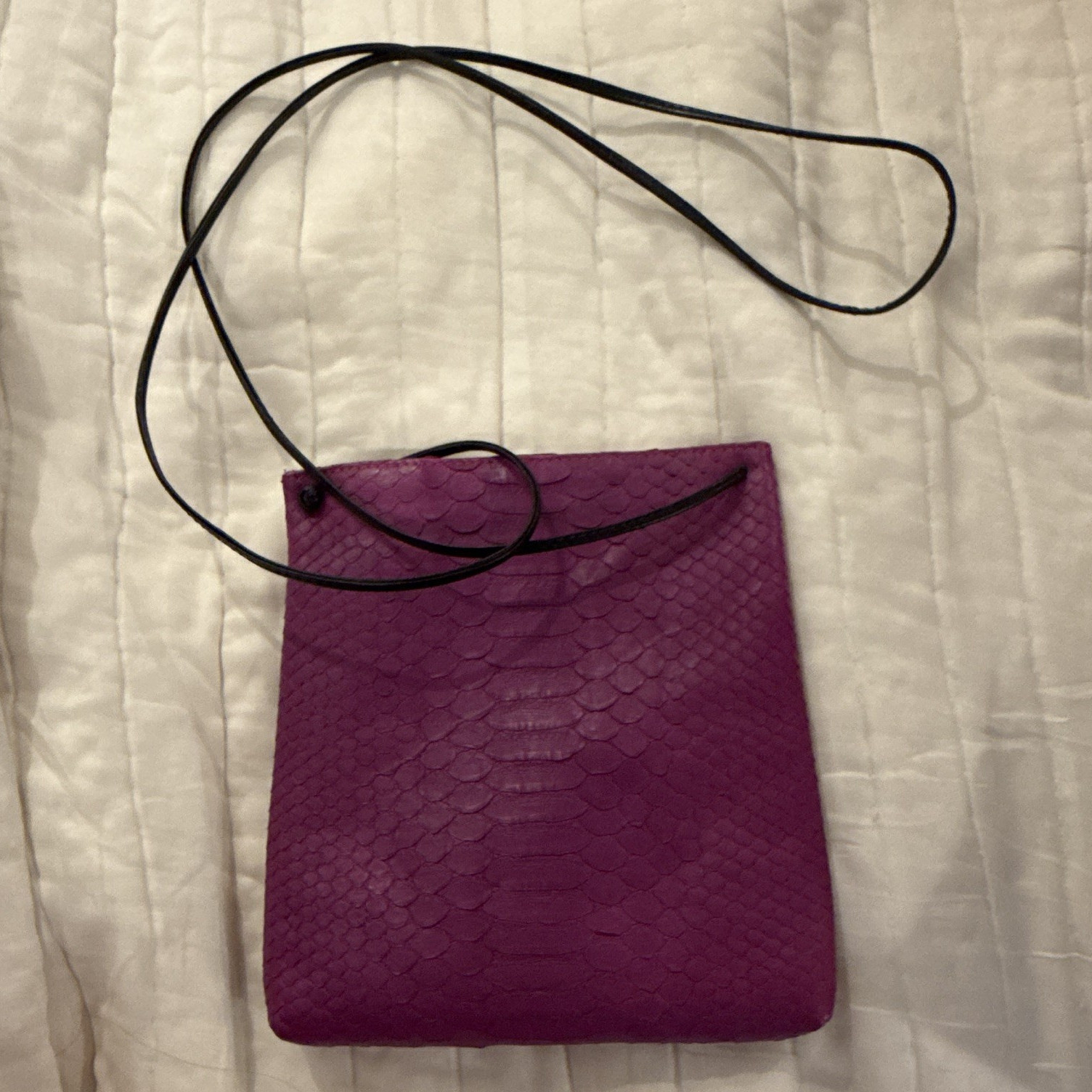 Presmer Purple Snake Animal Print Crossbody Bag Zip, Lined Detachable Strap