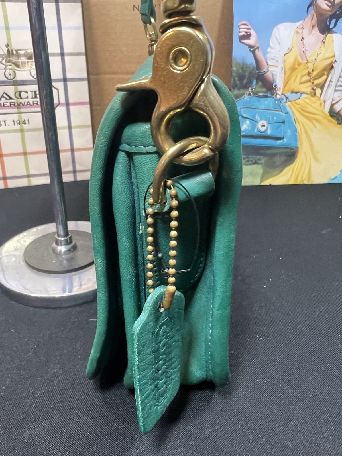 Vintage COACH 9755 Pocket Purse JADE GREEN! NICE COND!